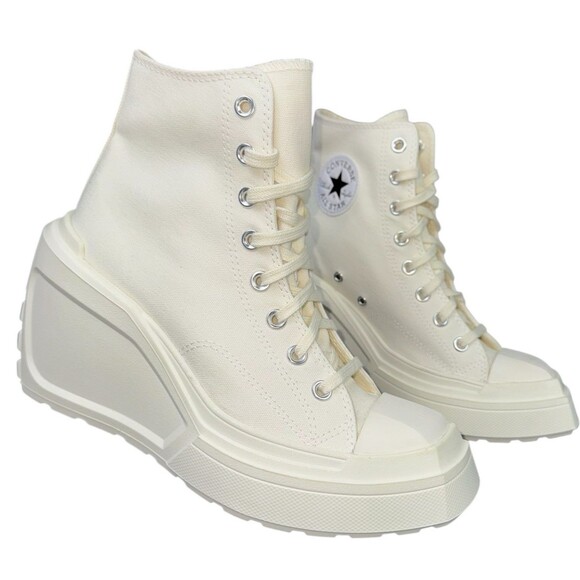 Converse Chuck 70 De Luxe Wedge Egret Chunky Sneakers White Womens Size 8.5 - Picture 10 of 10
